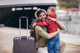 Happy Father and Son at the airport
