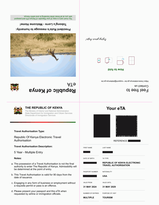 Kenya 5 Year Multiple Entry eTA Kenya 5 Year Multiple Entry eTA