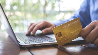 Businessman Use Laptop Register Via Credit Cards To Make Online Purchases Using The Internet Businessman Use Laptop Register Via Credit Cards To Make Online Purchases Using The Internet