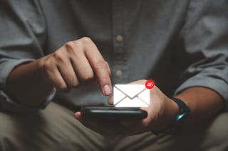 Businessman Using Smartphone With Popup Icon Email And Notification For Business E Mail Businessman Using Smartphone With Popup Icon Email And Notification For Business E Mail