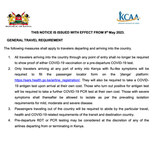 covid-19 travel information for kenya