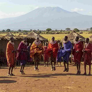 People dancing in a village in Amboseli National Park