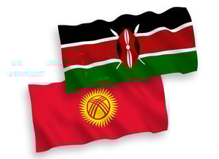 Kenya and Kyrgyzstan flags waving Kenya and Kyrgyzstan flags waving