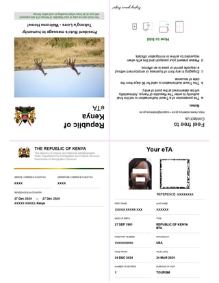 Detailed View of a Kenya eTA Detailed View of a Kenya eTA