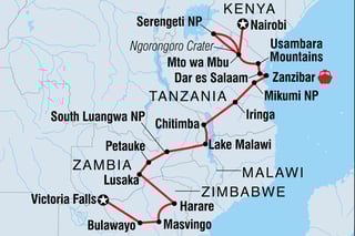 nairobi kenya to victoria falls zambia zimbabwe by road and rail