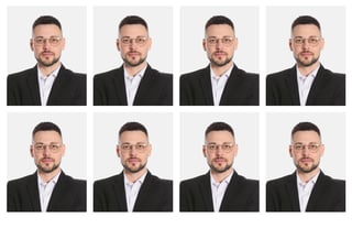 Passport Photo Collage Man On White Background Set Of photos Passport Photo Collage Man On White Background Set Of photos