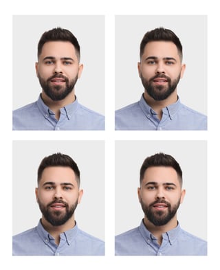 Passport Photo Collage Man On White Background Passport Photo Collage Man On White Background