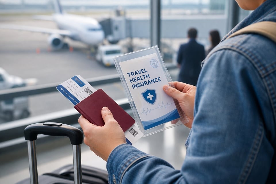 Traveller Holding Travel Health Insurance At Kenya Airport