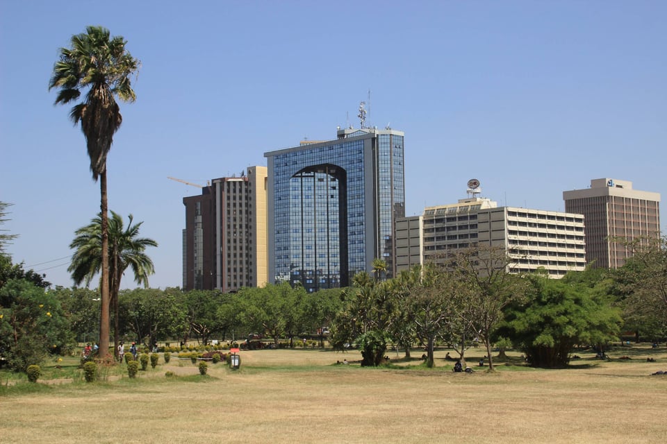 Business Buildings Next To A Park In Nairobi City