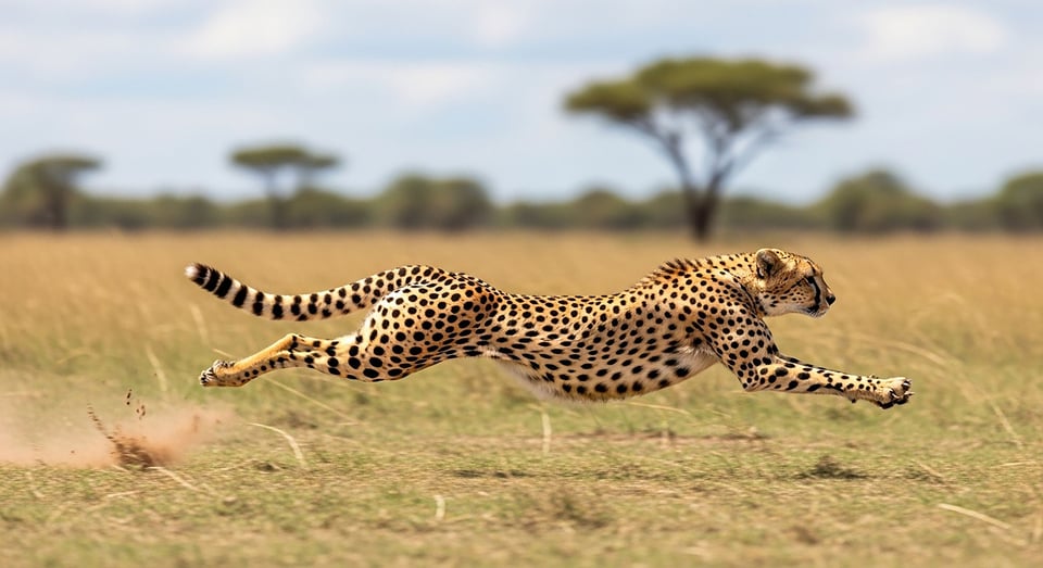 Cheetah Running In The Maasai Mara Savannah