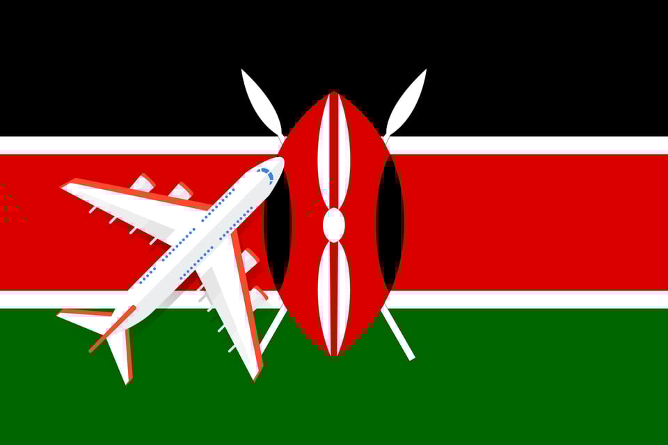 Illustration Of An Aeroplane On Kenya National Flag