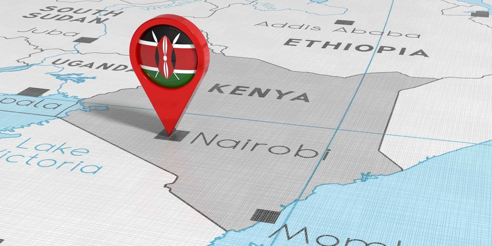 Kenya Map Highlighting Nairobi Location