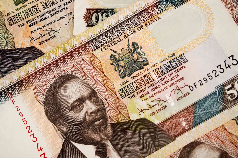 Kenyan shilling banknotes with national portrait