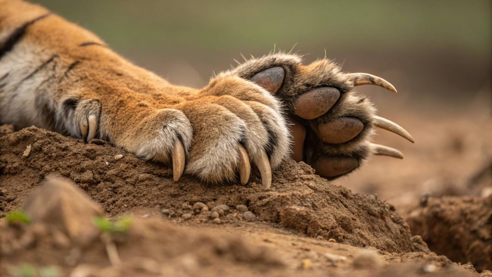 Wild cat paw digging soil, Masai Mara, Kenya