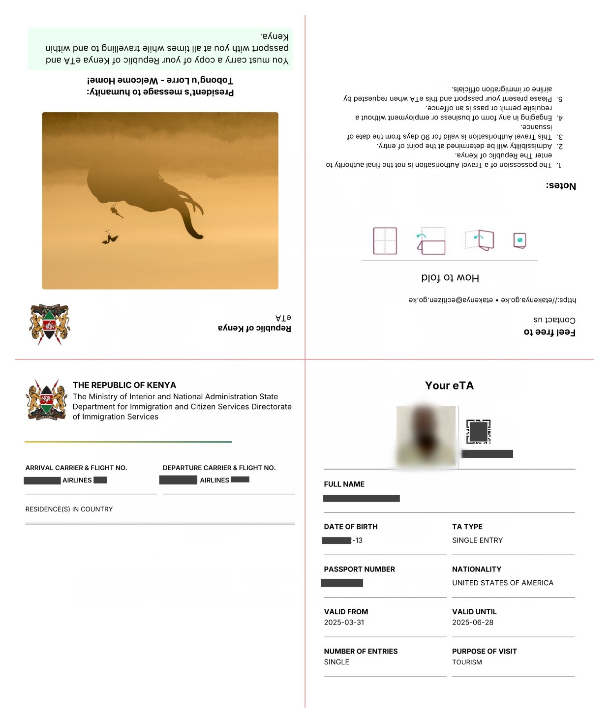 Kenya eTA Sample Kenya eTA Sample